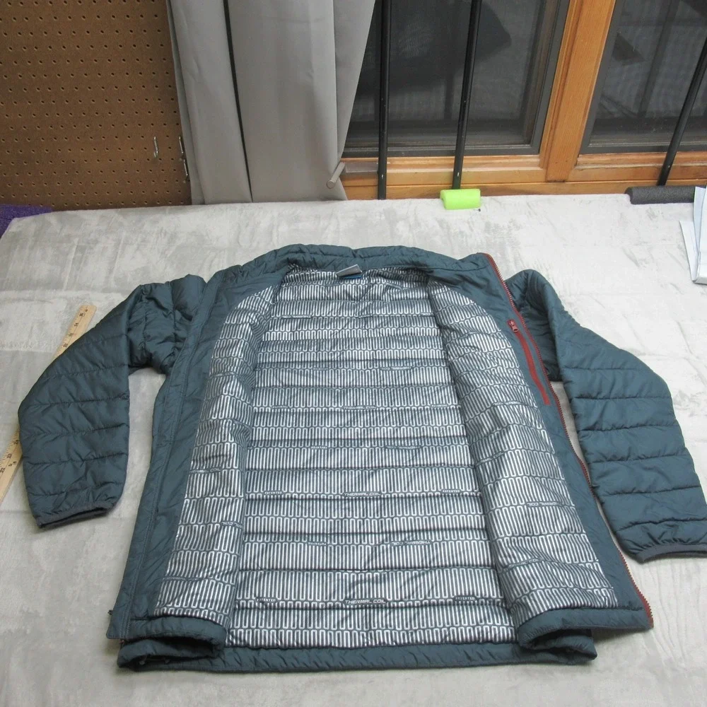 Columbia Jacket Men Medium Blue Green Insulated Quilt Light FullZip Puff Thermal